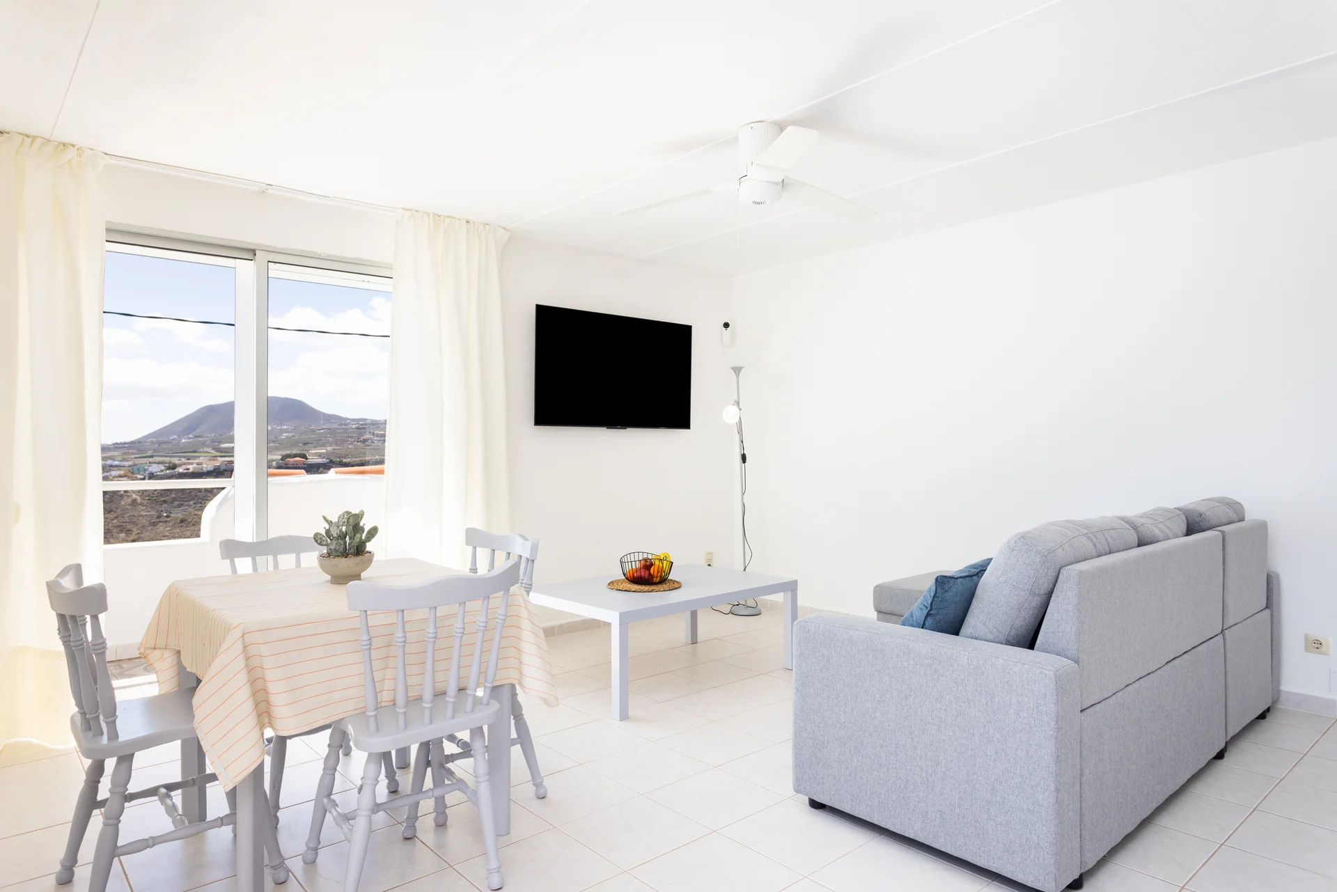 Living room dining area window view